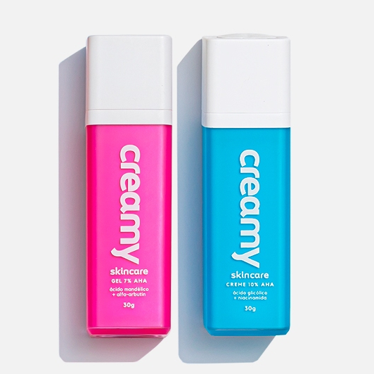 Duo Para Poros - Esfoliante Químico Ácido Glicólico + Gel Clareador Antiacne - Ácido Mandélico - Creamy Skincare