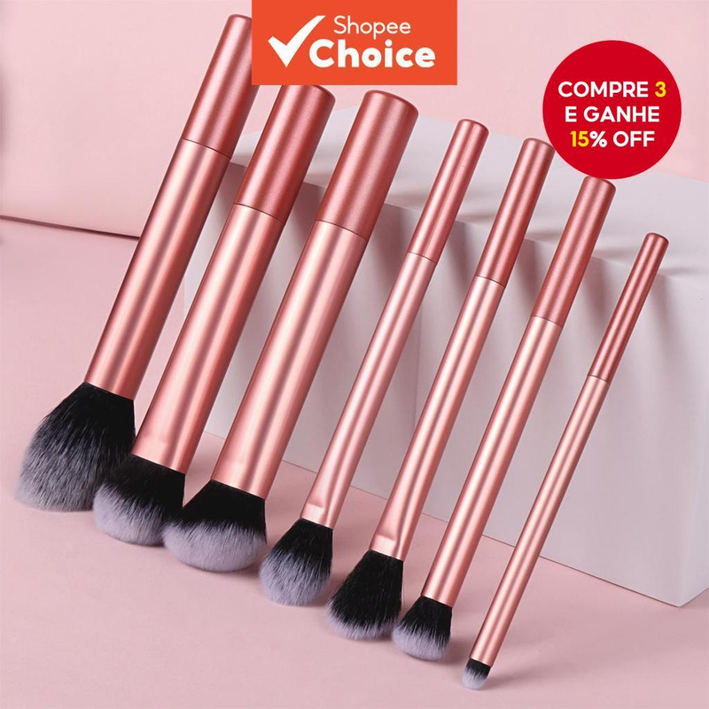 Conjunto De Pincéis De Maquiagem De 7 Peças , Blush , Pó Solto , Corretivo , Pincel De Sombra