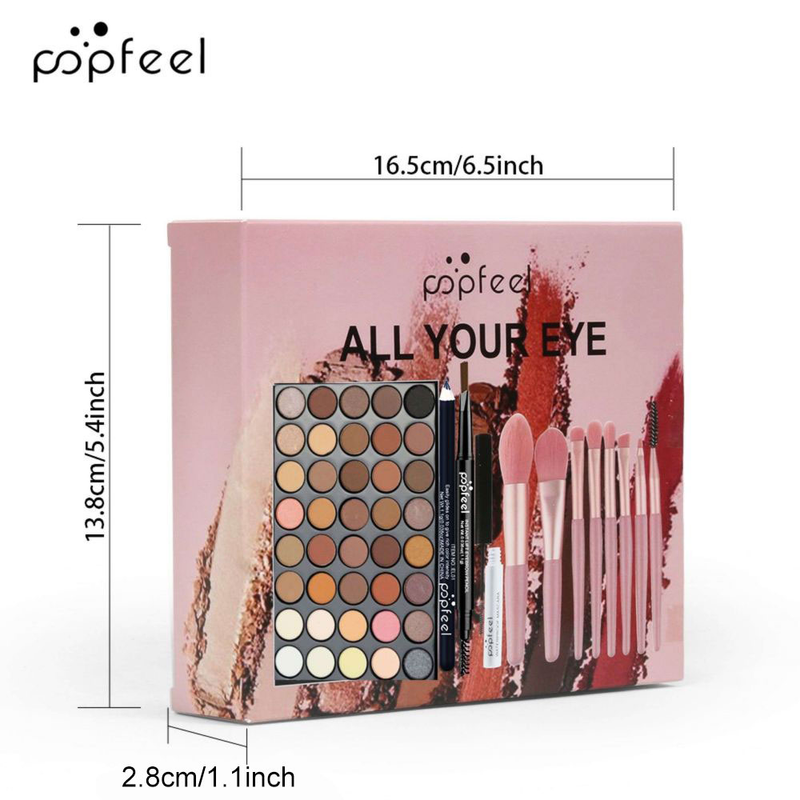 Conjunto de maquiagem POPFEEL com 12 peças, incluindo paleta de sombras + delineador/lápis de sobrancelha, máscara e